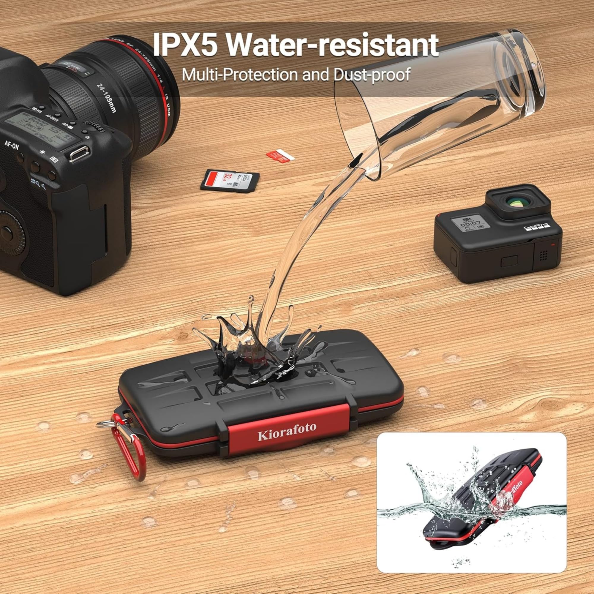 IPX5 Impermeable 24Ranuras Memoria Tarjeta Estuche para MicroSD/SD Tarjetas