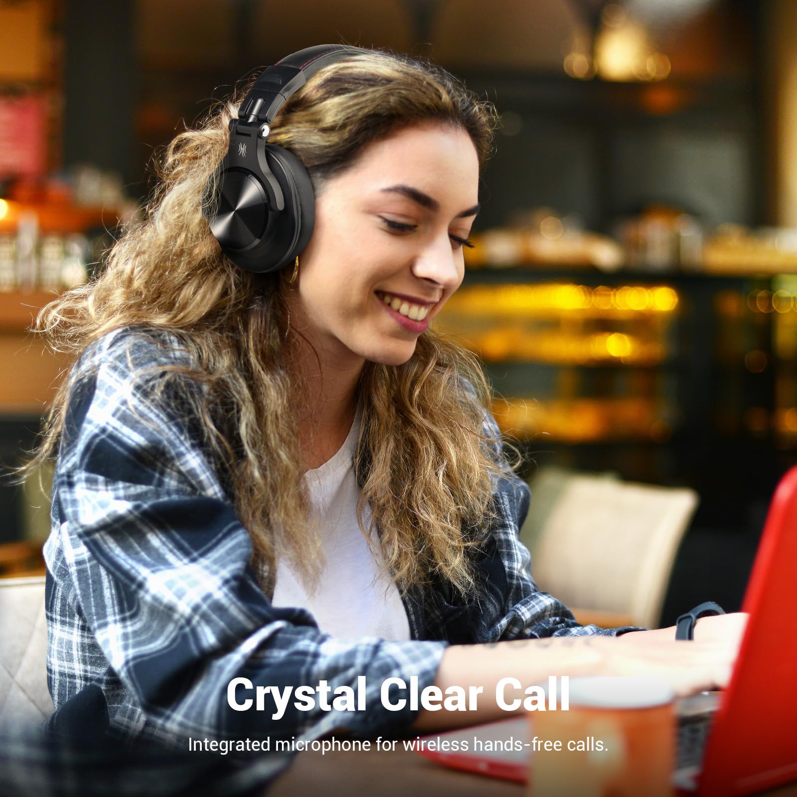 OneOdio A70 - Auriculares Bluetooth sobre la oreja, auriculares inalámbricos con tiempo de reproducción de 72 horas, de alta resolución, micrófono integrado, conector de audio con cable de 3,5 mm/6,35