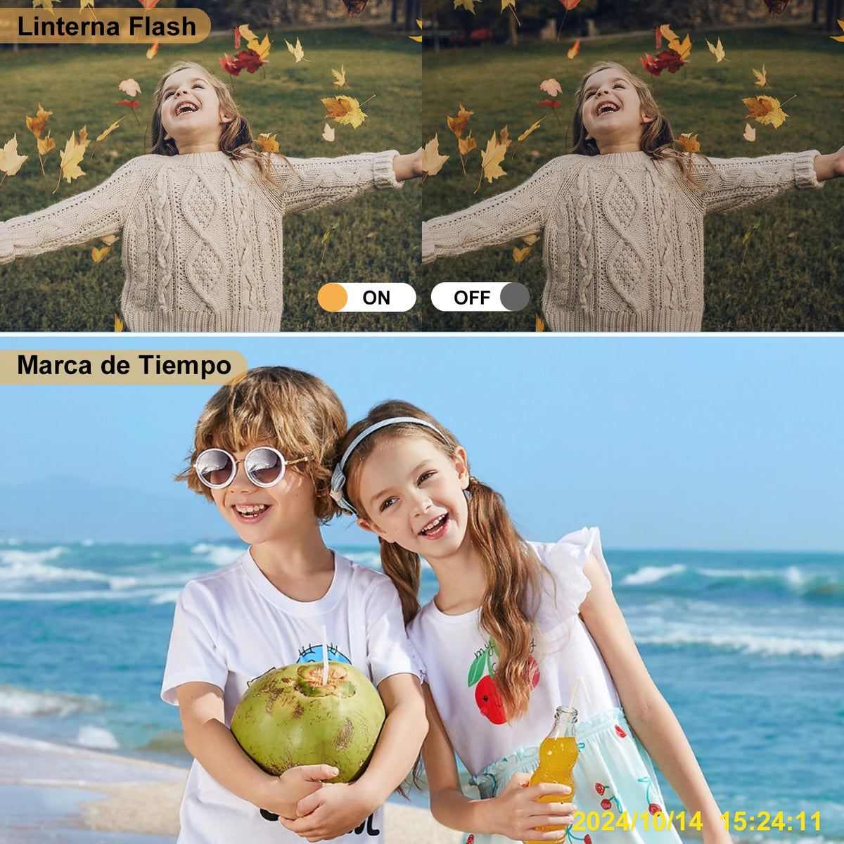 SUWENIC Cámara Digital, Camaras Fotografíacas, Digital Camara Vintage HD 1080P 50MP, Cámara de Video con Tarjeta 64GB, Enfoque Automático con Zoom 16X, 2.5'' Mini Camara para Niños y Niñas Plateado