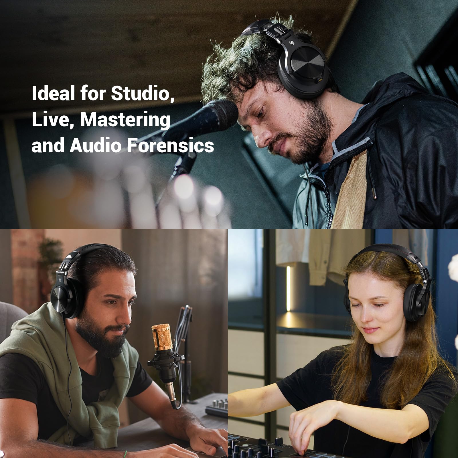 OneOdio A70 - Auriculares Bluetooth sobre la oreja, auriculares inalámbricos con tiempo de reproducción de 72 horas, de alta resolución, micrófono integrado, conector de audio con cable de 3,5 mm/6,35