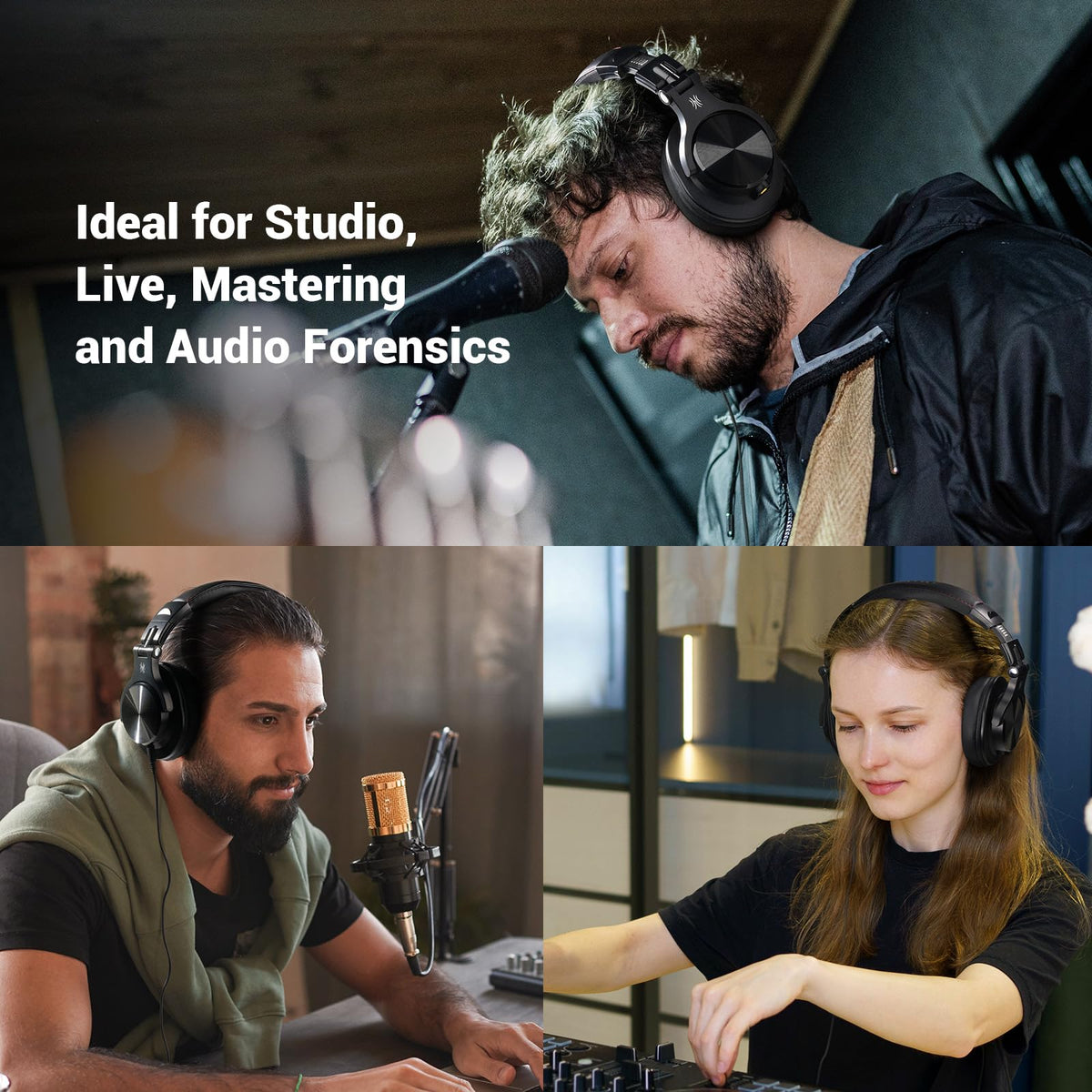 OneOdio A70 - Auriculares Bluetooth sobre la oreja, auriculares inalámbricos con tiempo de reproducción de 72 horas, de alta resolución, micrófono integrado, conector de audio con cable de 3,5 mm/6,35