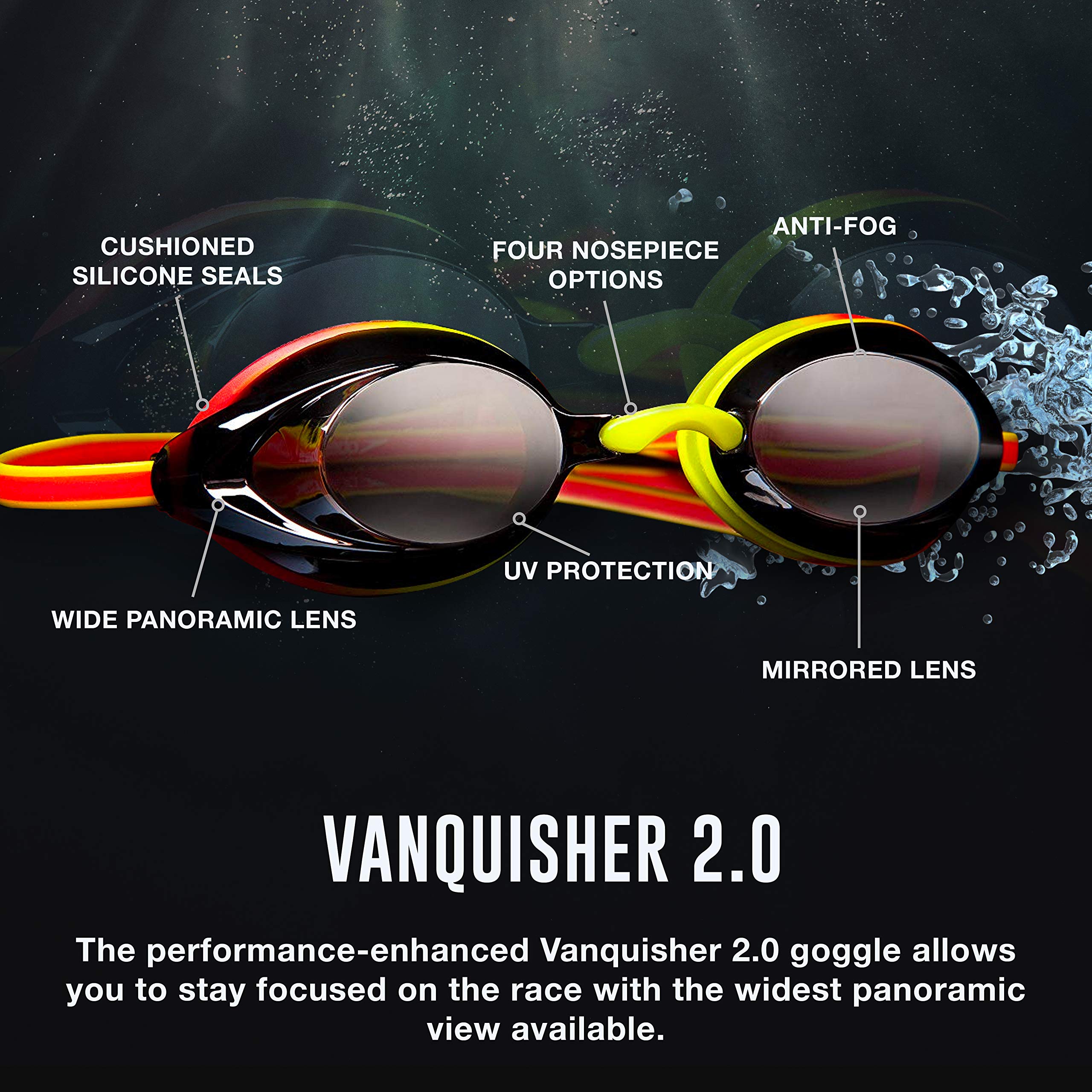 Speedo, Goggles de Natación Efecto Espejo Vanquisher 2.0, 7750127, Unitalla