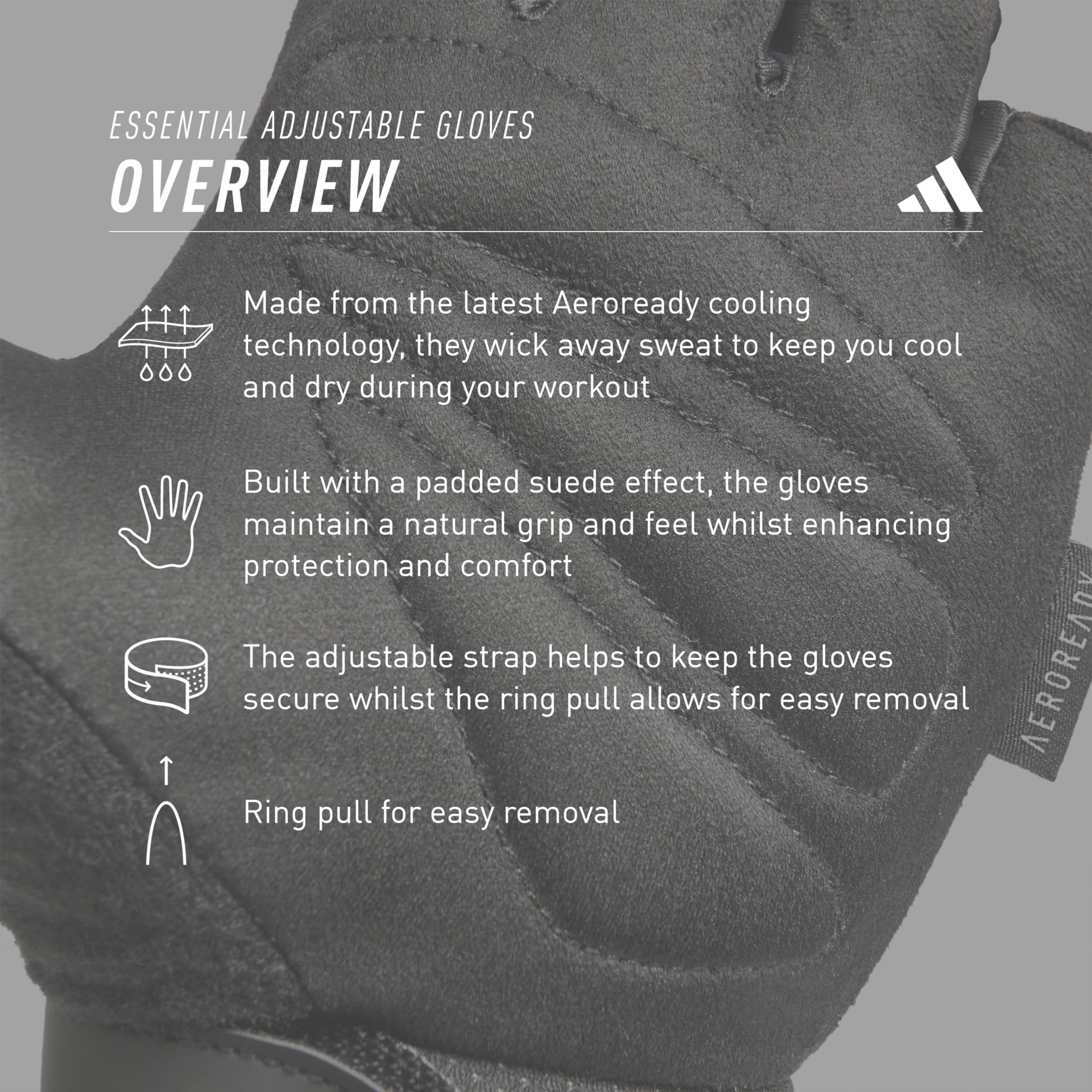 adidas Essential - Guantes Ajustables, Guantes Ajustables Esenciales., Rosado, Pequeño