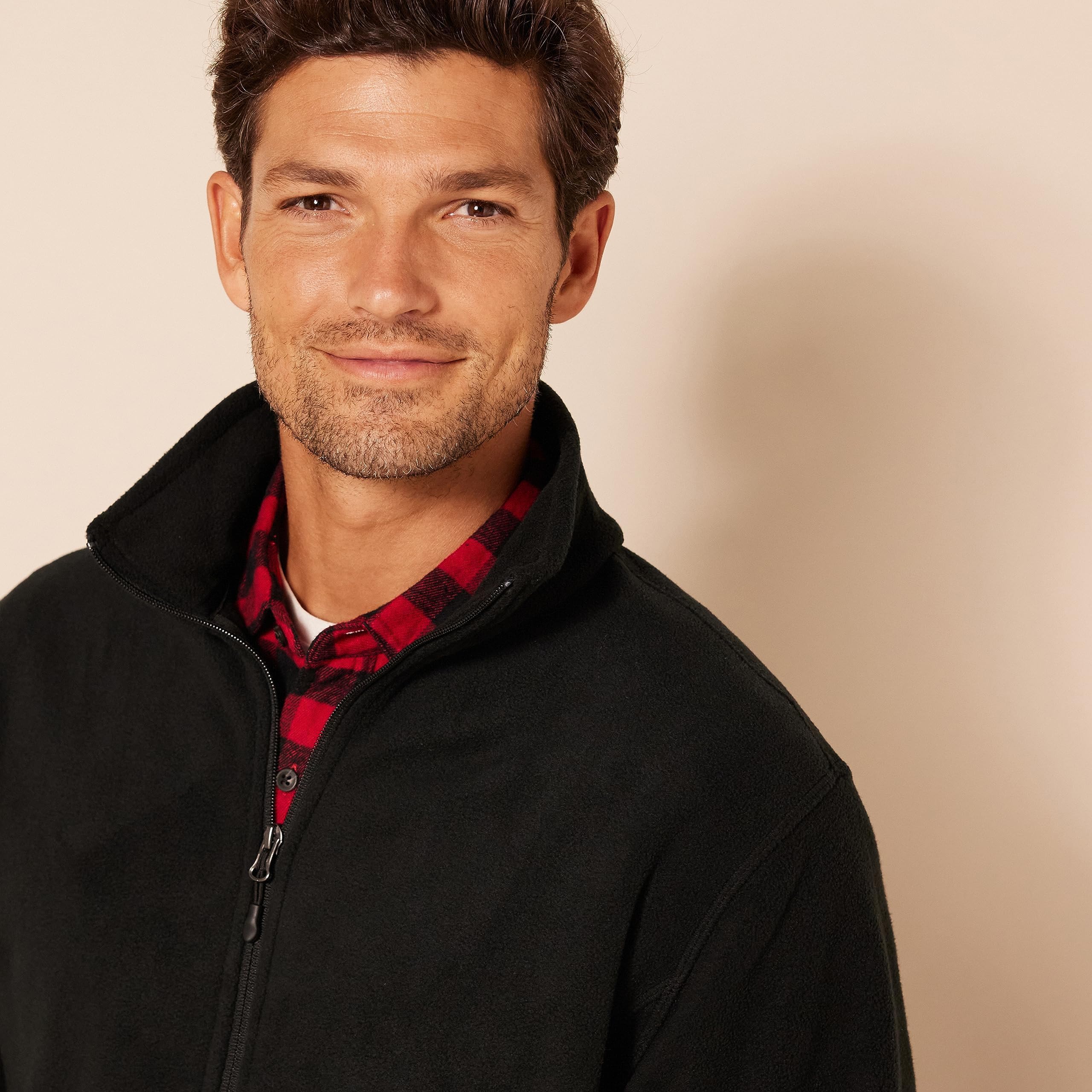 Amazon Essentials Men's Full-Zip Polar Fleece Jacket (Available in Big & Tall), Black, Large