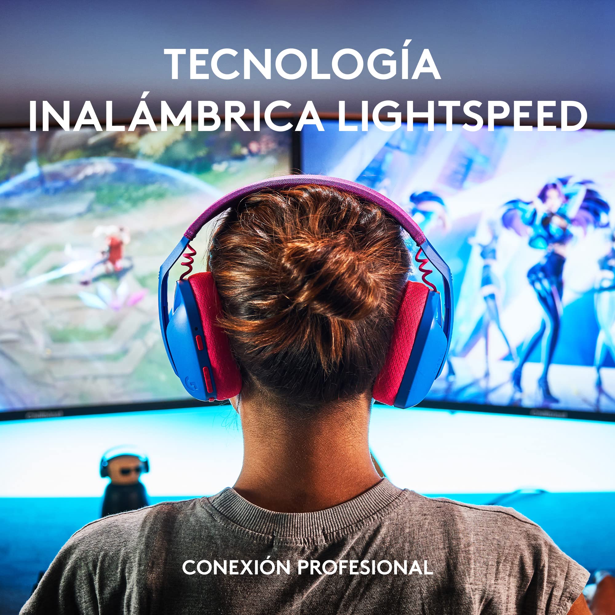Logitech G435 Lightspeed Audífonos Inalámbricos Gaming Bluetooth - Ligeros, on-Ear, micrófonos Integrados, batería de 18 Horas, compatibles con Dolby Atmos, PC, PS4, PS5, Celular - Azul