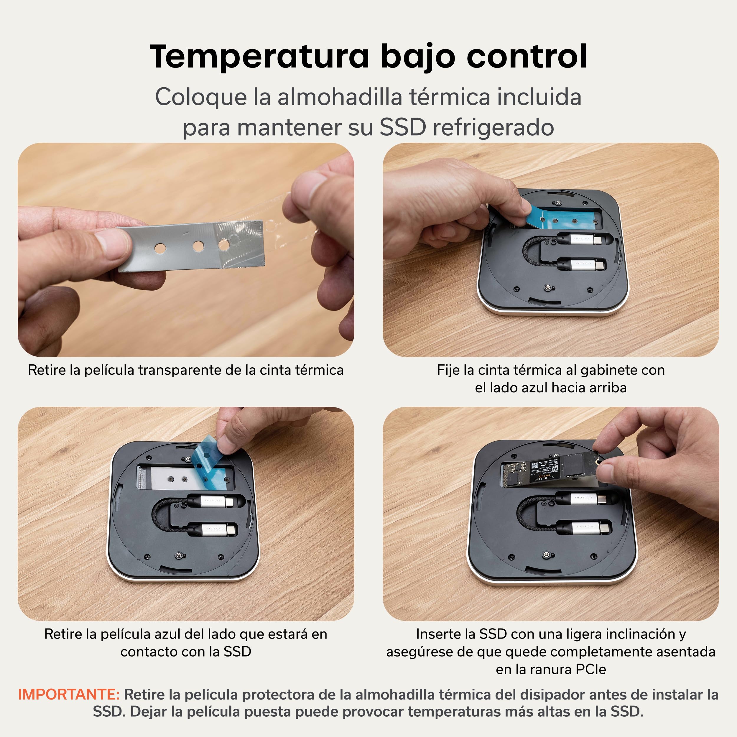 SATECHI Carcasa SSD NVMe USB4 para Mac Mini M4, Carcasa SSD NVMe M.2 con hasta 40 Gbps, hasta 8 TB, para tamaños de 2280/2260/2242/2230 mm, Compatible con Thunderbolt 5/4, USB4 (SSD no Incluido)