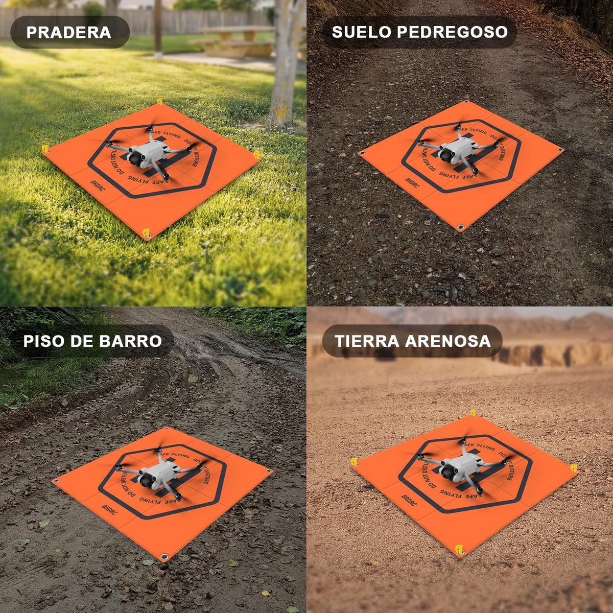 IEYGFAA Almohadilla de Aterrizaje para Drones,Doble Cara Impermeable 50cm (2 x 3) Drone Landing Pad Plegable,Nylon con Cuatro Clavos de fijación Compatible con dji Mini 4 Pro/Mini 3 Pro/Air 2S