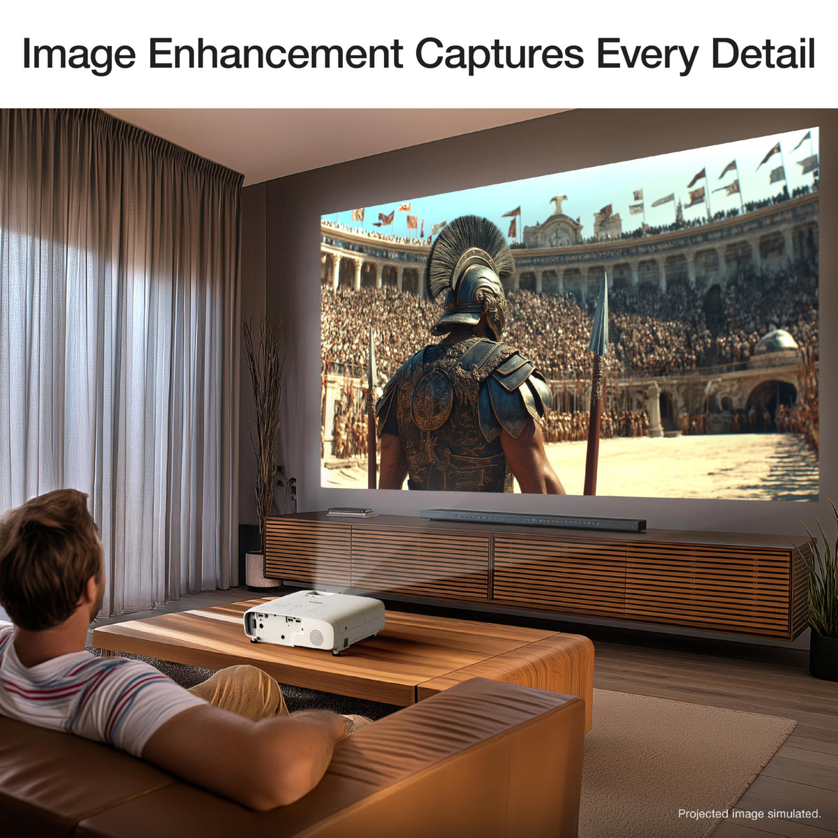 Epson Home Cinema 980 - Proyector de 3 Chips 3LCD 1080p de 4.000 lúmenes, Color y Brillo Blanco, Sala de transmisión/Juegos, Sala de Medios, Altavoz Integrado, inclinación automática de Imagen