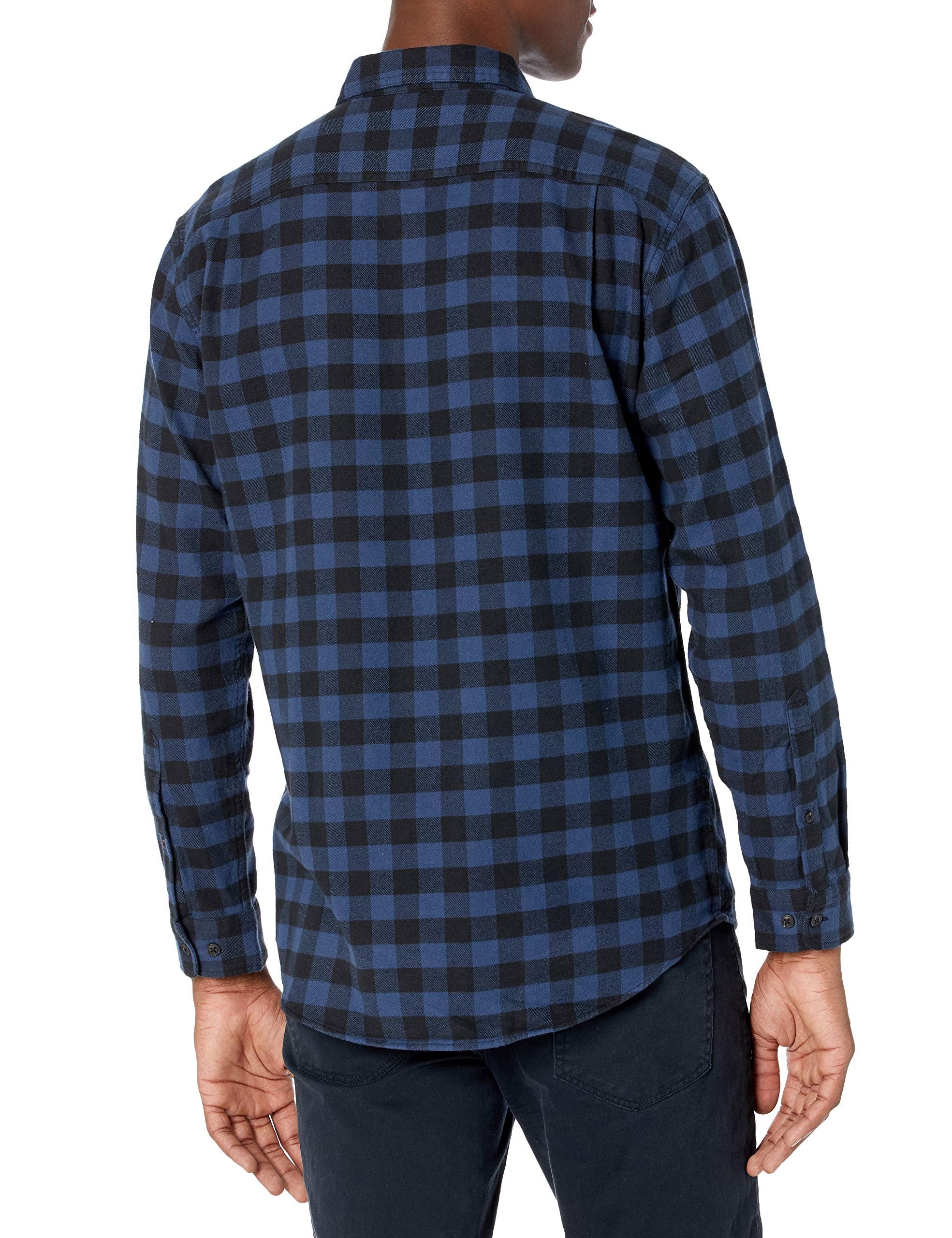 Amazon Essentials - Camisa de franela de manga larga para hombre (disponible en tallas grandes y altas), azul, cuadros búfalo, talla XXG