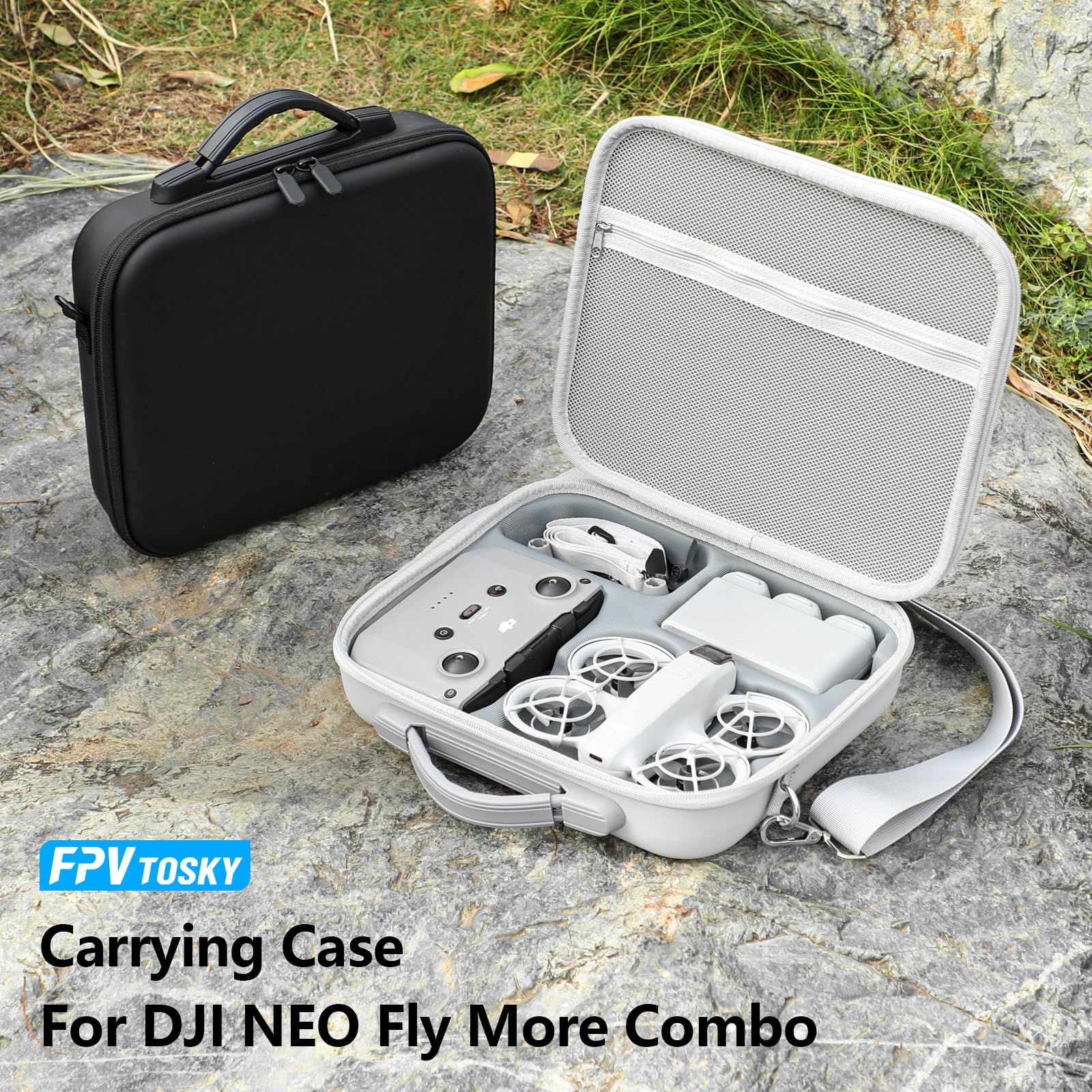 FPVtosky Neo - Funda para drones con correa para el hombro, bolsa de transporte de piel sintética, caja de almacenamiento para DJI Neo Fly More Combo y driver RC-N3, accesorios para cubeta de carga de