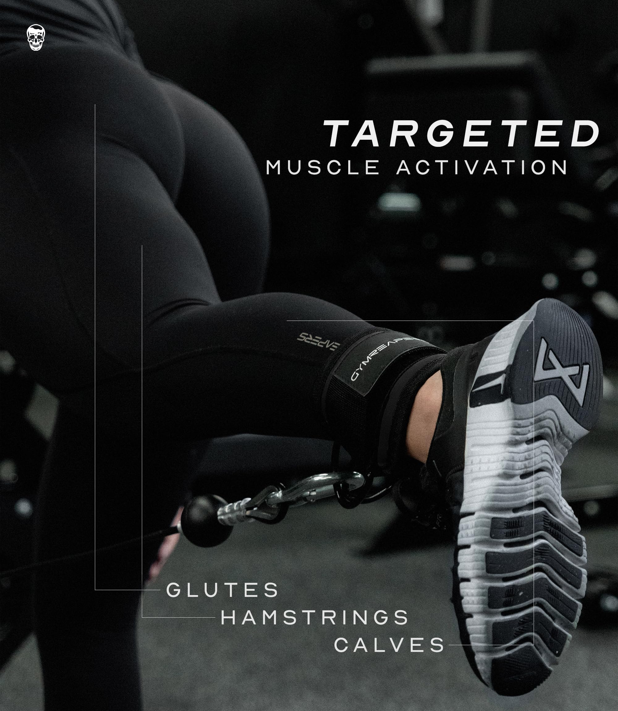 Gymreapers - Correas de tobillo para cables de máquina de contragolpes, ejercicios de glúteos, ejercicios de parte inferior del cuerpo, correas ajustables para piernas con acolchado de neopreno