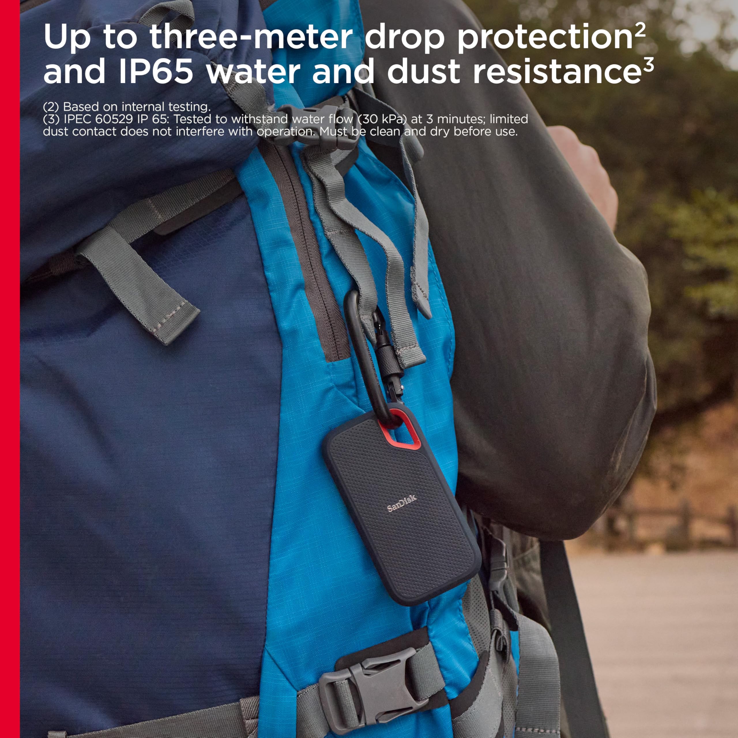 SanDisk SSD portátil Extreme de 8 TB - hasta 1050 MB/s, USB-C, USB 3.2 Gen 2, IP65 Resistencia al Agua y al Polvo, Firmware actualizado, Unidad Externa de Estado sólido - SDSSDE61-8T00-G25