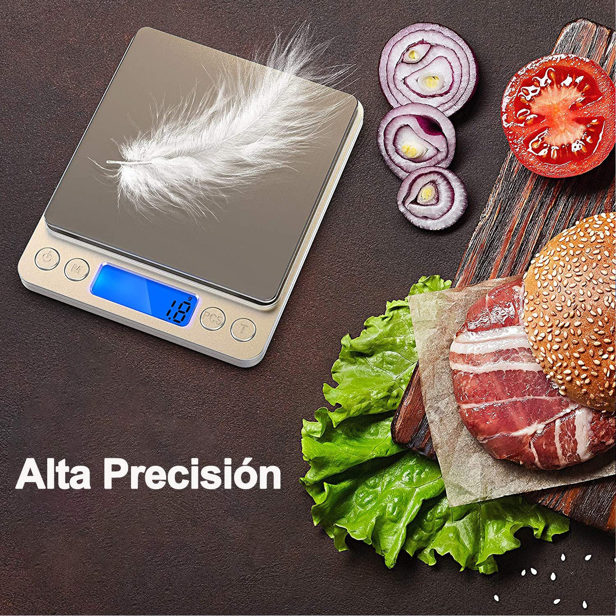 MESVIER Bascula de Cocina Digital, Bascula de Alimentos Báscula Digital Multifuncional, 0.1g-3Kg, Acero Inoxidable - Baterías Incluidas