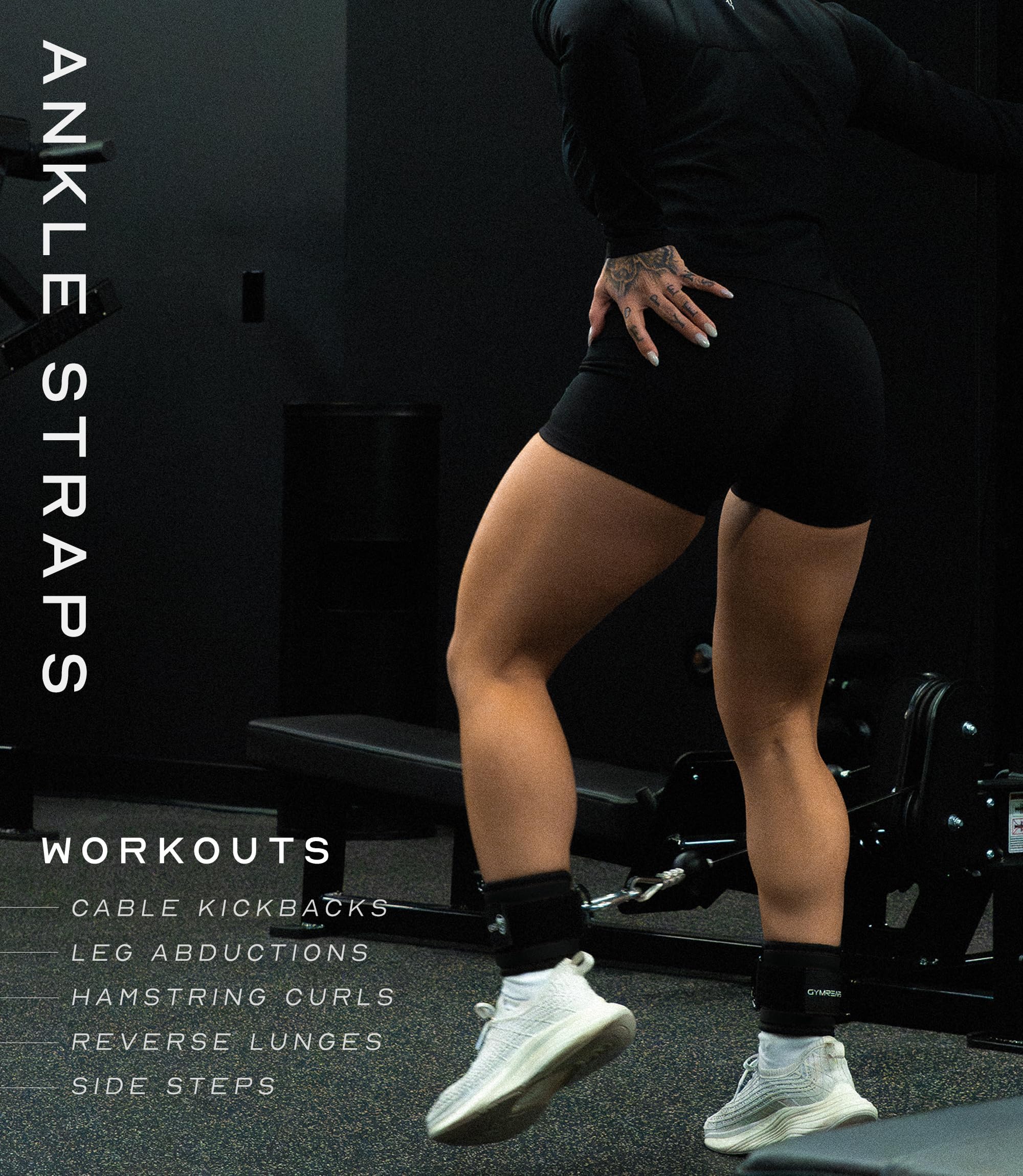 Gymreapers - Correas de tobillo para cables de máquina de contragolpes, ejercicios de glúteos, ejercicios de parte inferior del cuerpo, correas ajustables para piernas con acolchado de neopreno