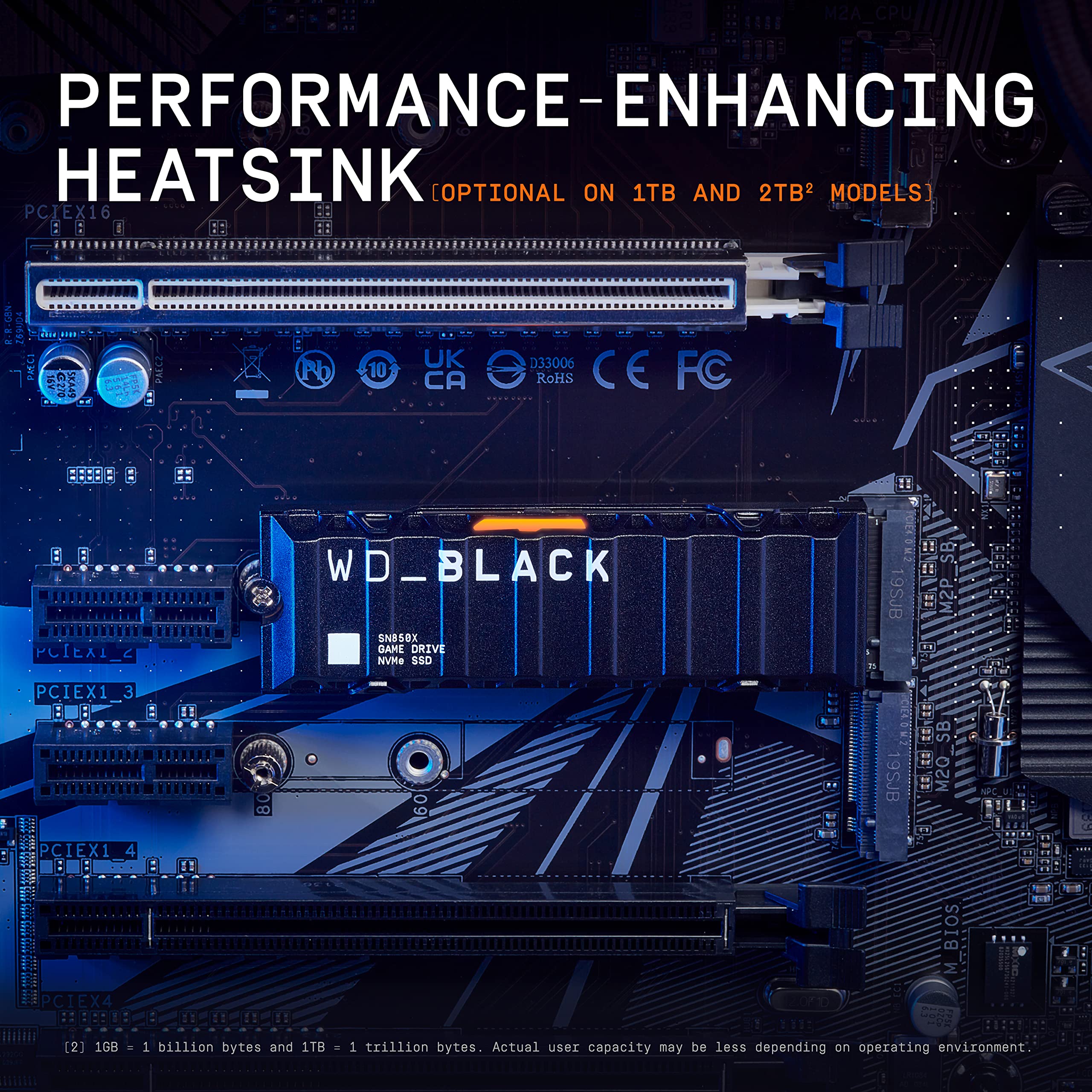WD_Black 8TB SN850X NVMe Unidad Interna de Estado sólido para Juegos con disipador térmico - Funciona con PlayStation 5, Gen4 PCIe, M.2 2280, hasta 7.200 MB/s - WDS800T2XHE