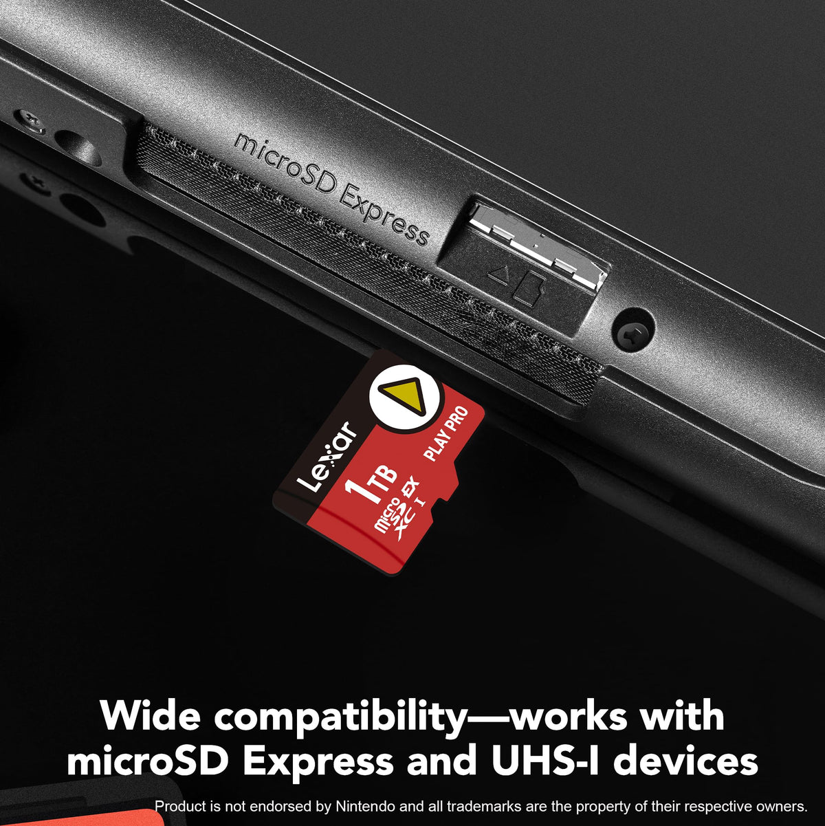 Lexar 1TB Play PRO microSD Express Card, UHS-I, C10, U3, V30, Full HD, 4K, hasta 900/600 MB/s Tarjeta de memoria, compatible con Nintendo Switch 2, ASUS ROG Ally, Steam Deck, Gaming (LMSXPS0001T-BNNNU