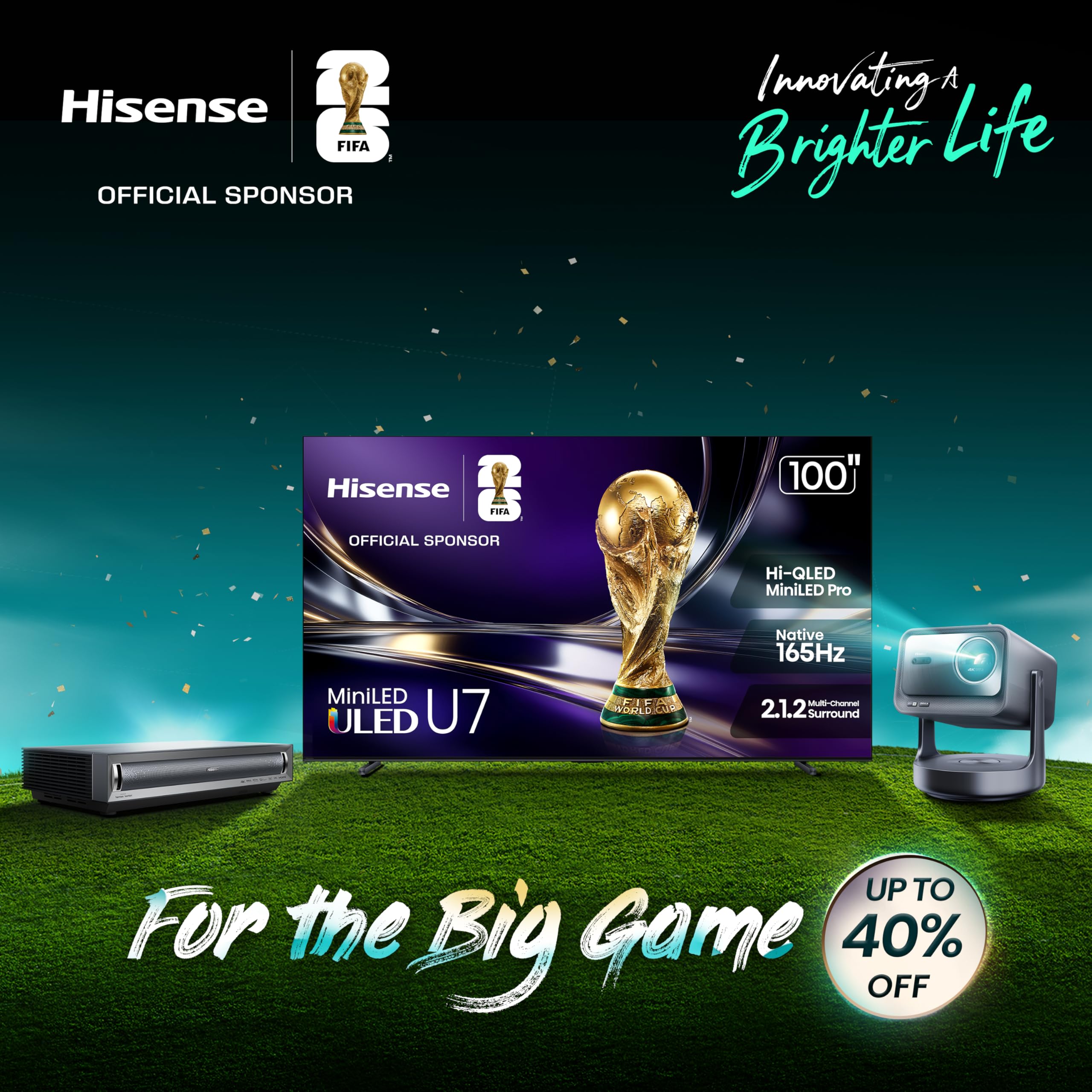 Hisense M2 Pro-4K UHD Smart VIDAA Proyector con tamaño de proyección de 65 a 200 Pulgadas, láser de Triple Color, AI 4K Upscaler, 1300 lúmenes, 3D Ready y DTS Virtual: X
