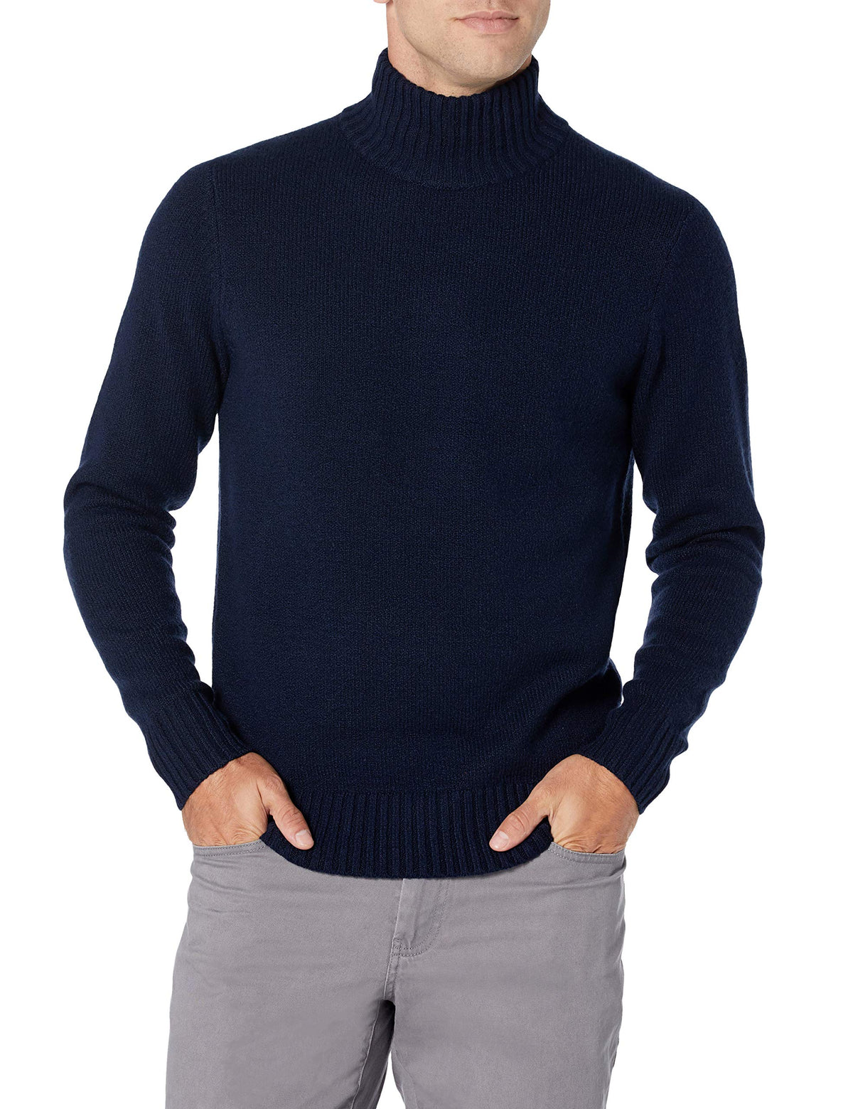 Amazon Essentials - Suéter de manga larga con cuello alto suave al tacto, para hombre, color azul marino, talla