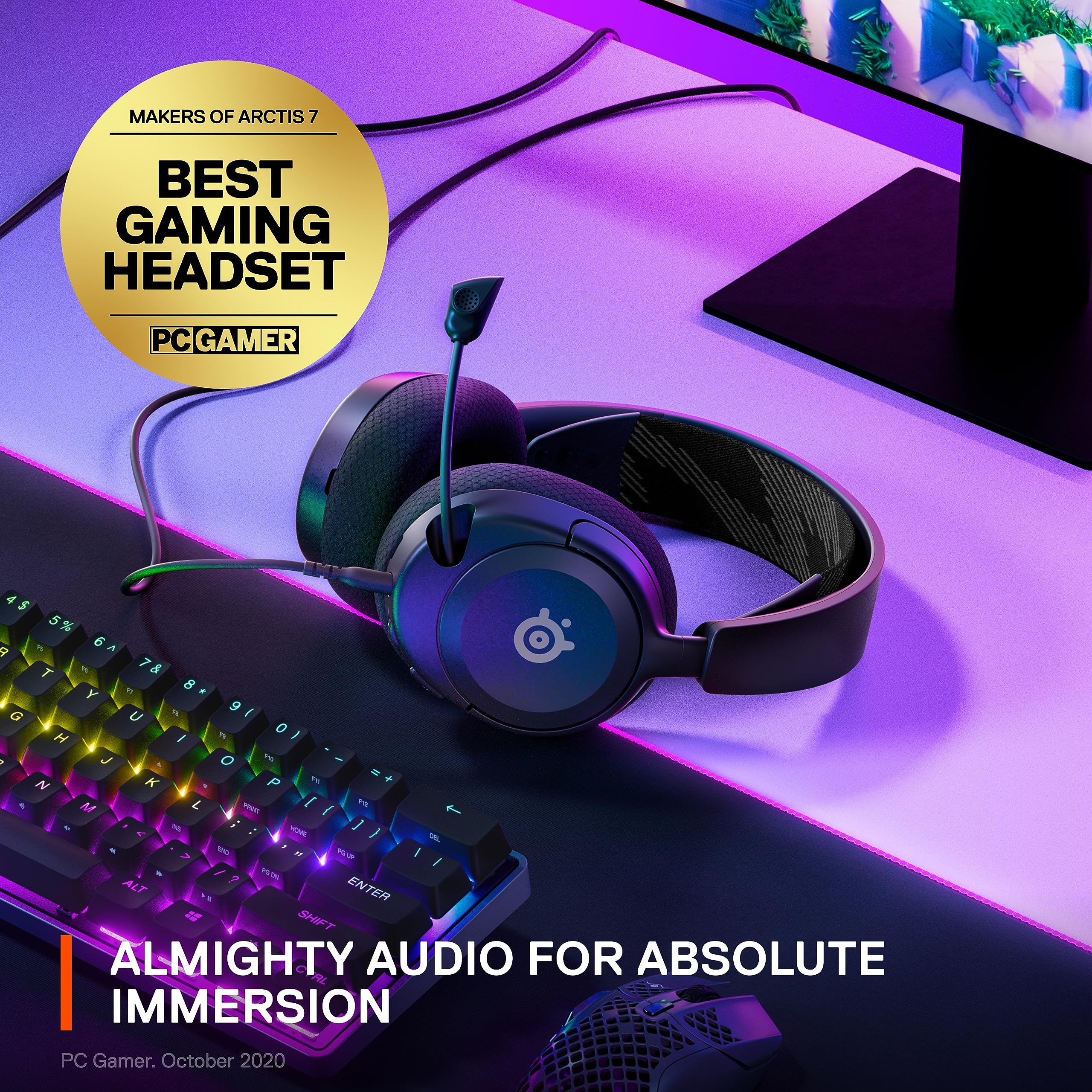 SteelSeries Auriculares para Juegos Arctis Nova 1 — Controladores de Alta Fidelidad — Audio Espacial de 360° — Micrófono con Cancelación de Ruido — PC, PS5/PS4, Switch, Xbox - Negro