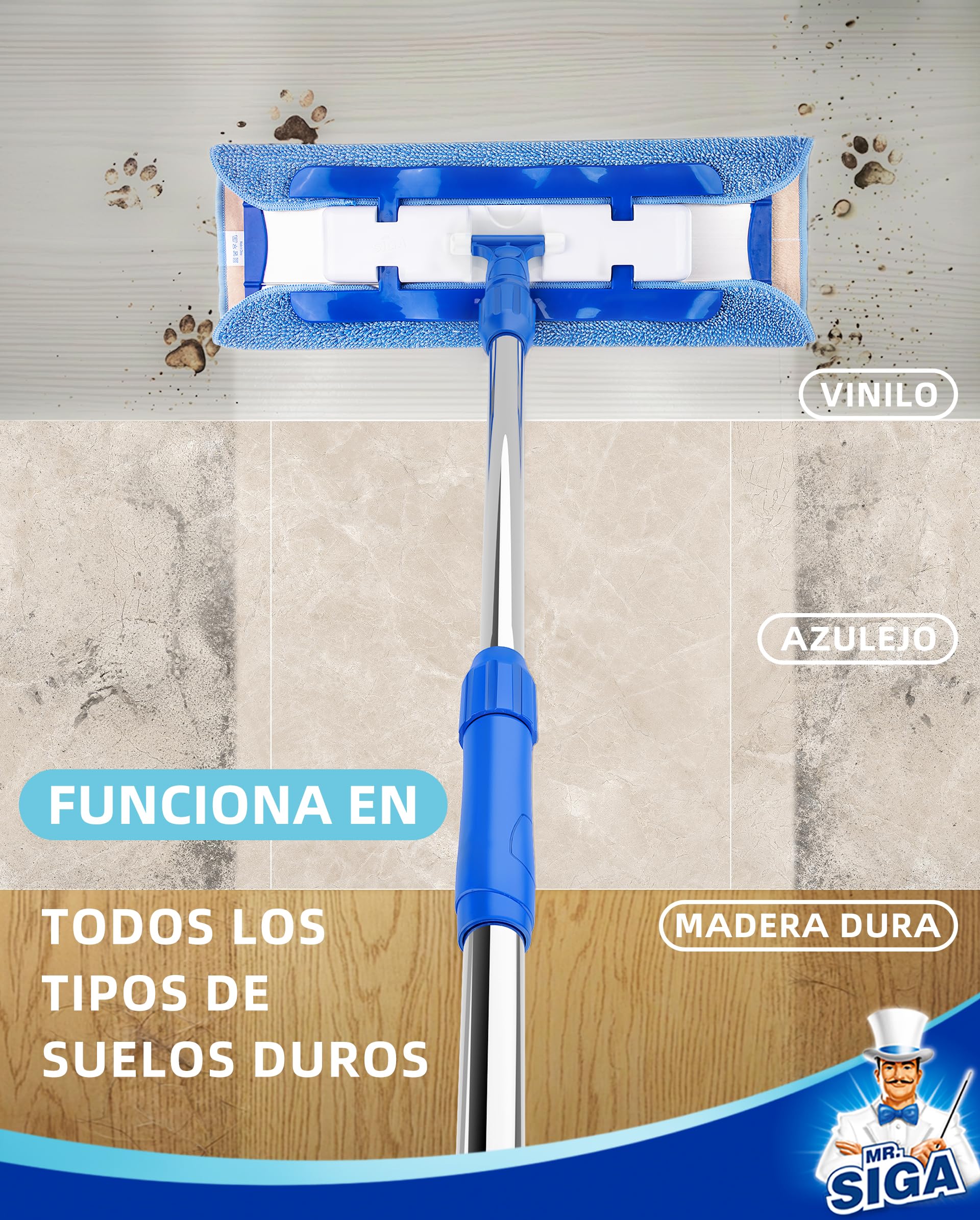 MR.SIGA Fregona Microfibra Profesional para Suelos Madera y Laminados