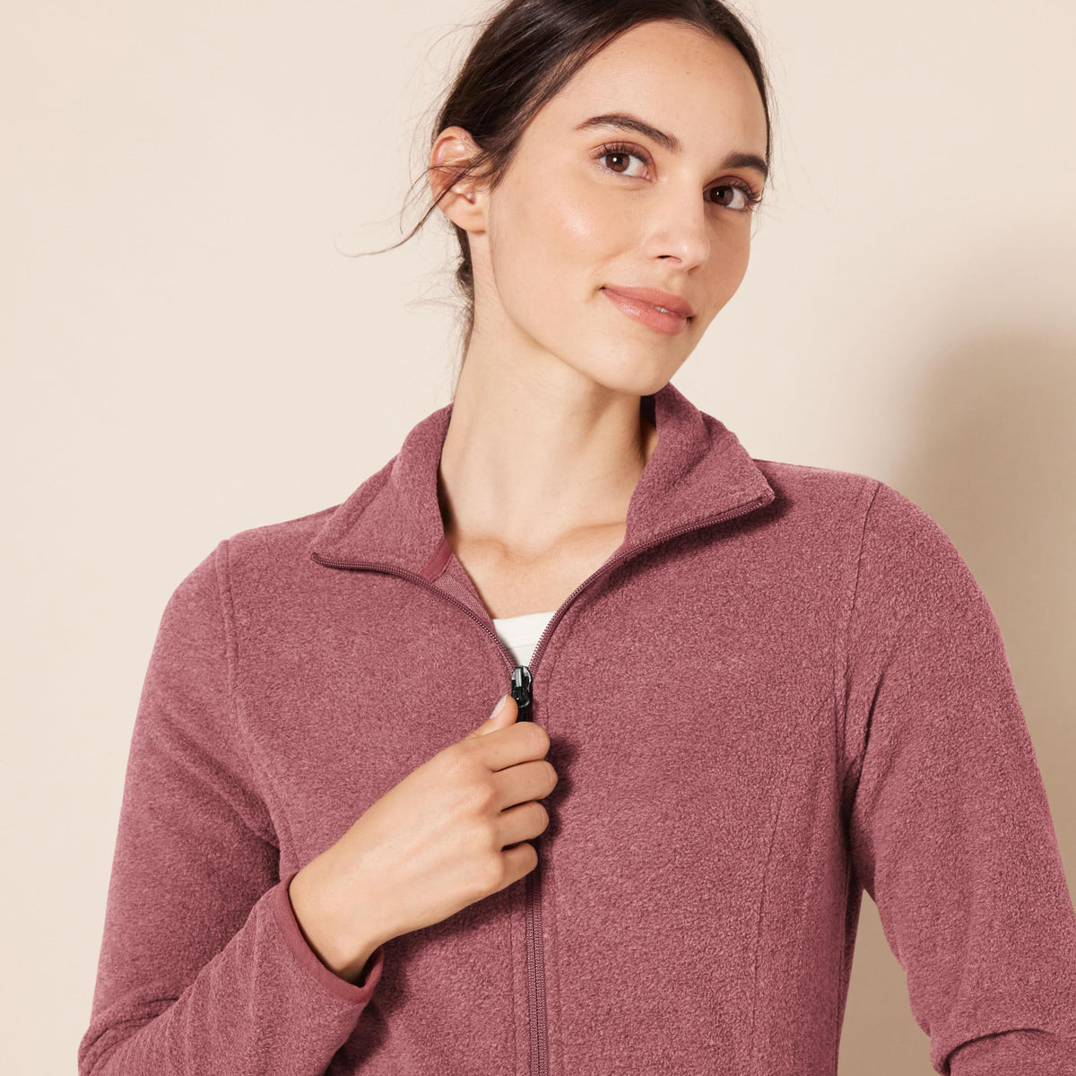 Amazon Essentials Women's Classic-Fit Full-Zip Polar Soft Fleece Jacket (Available in Plus Size), Burgundy Heather, Large