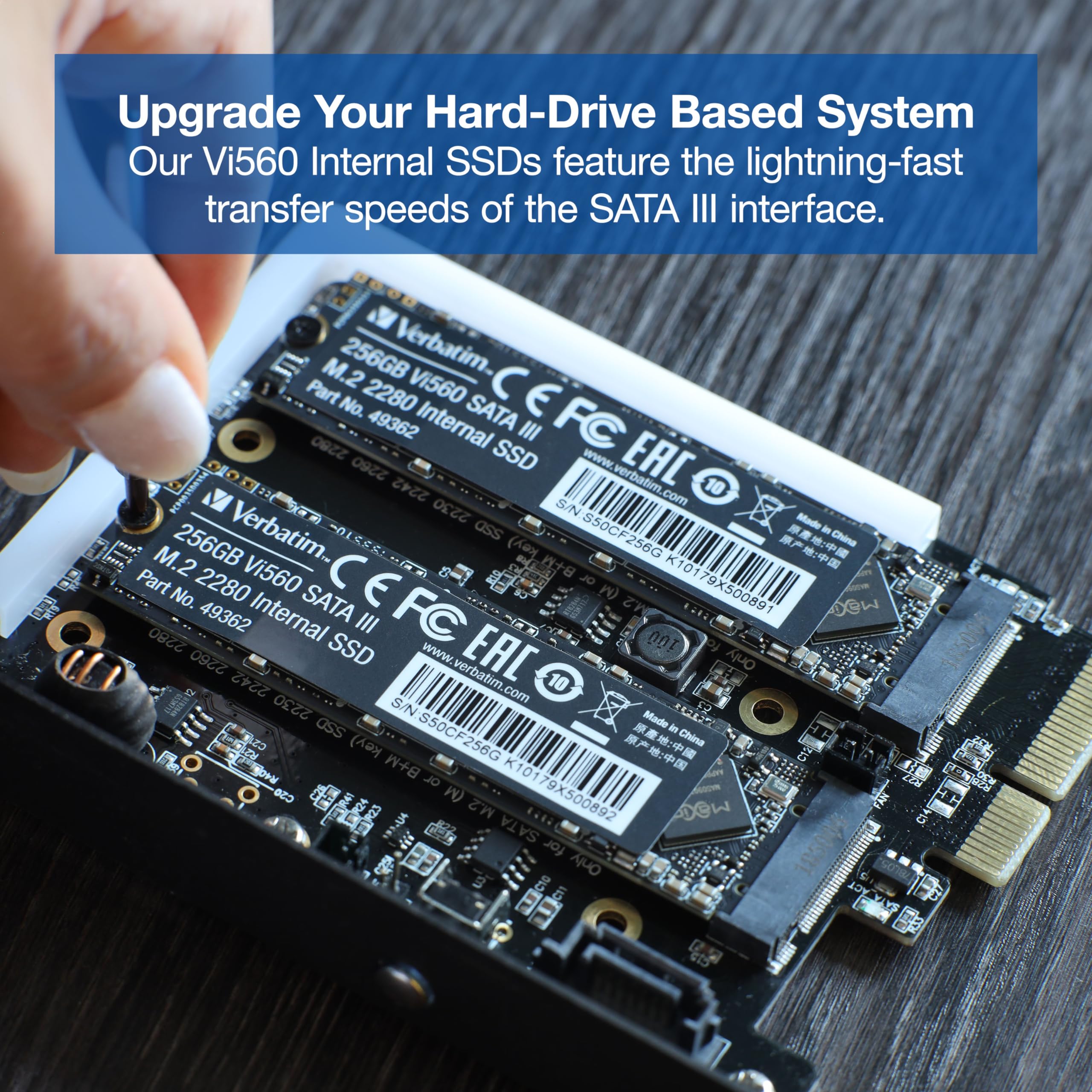 Verbatim Vi560 S3 - Unidad SSD Interna de 256 GB de Almacenamiento de Datos, Unidad de Estado sólido con SATA III M.2 2280 y tecnología NAND 3D, Color Negro, Ideal para portátiles y ultrabook