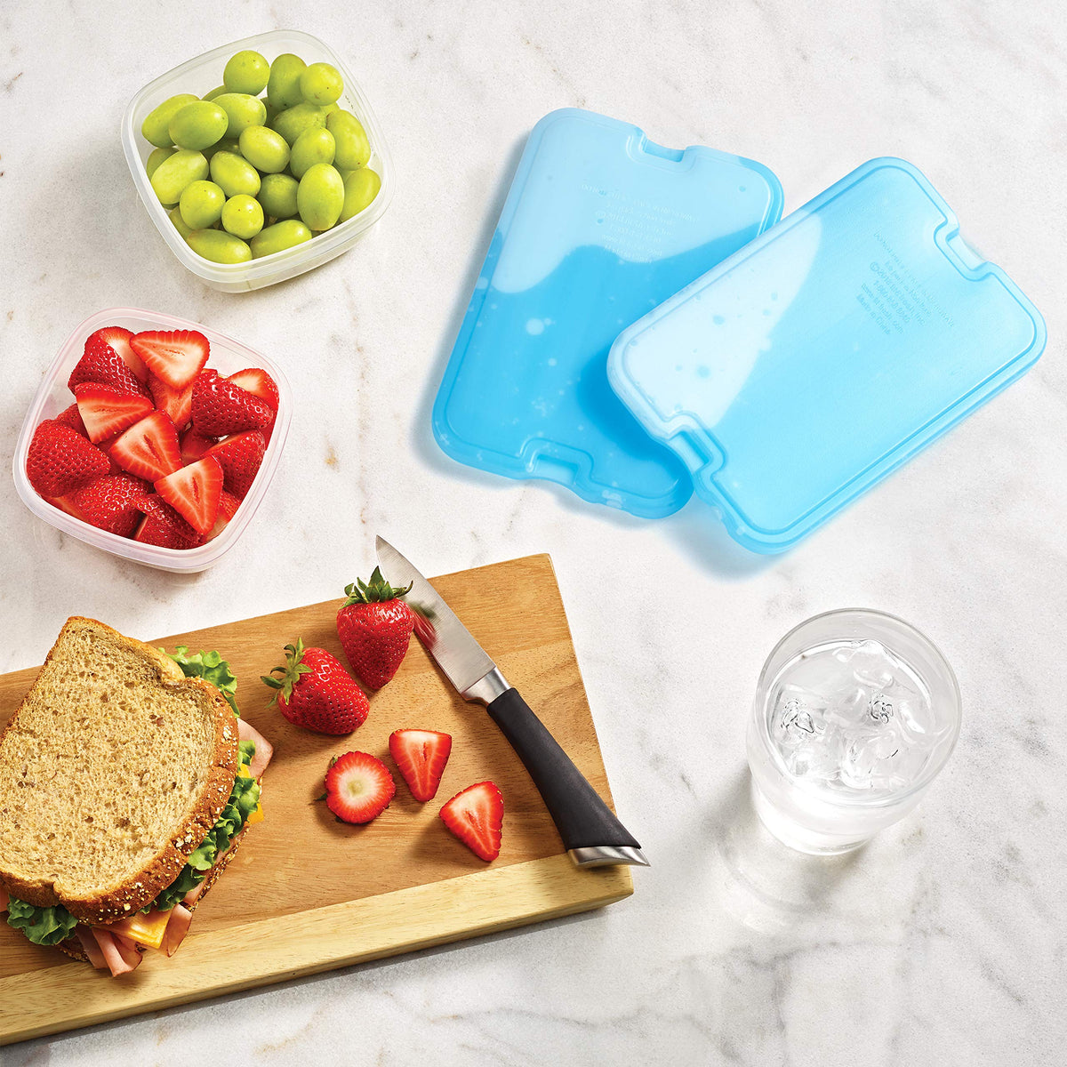 Fit & Fresh - Paquetes de Hielo XL Azul 4pk - Bolsa de Hielo delgada para Fiambrera, 4 Unidades