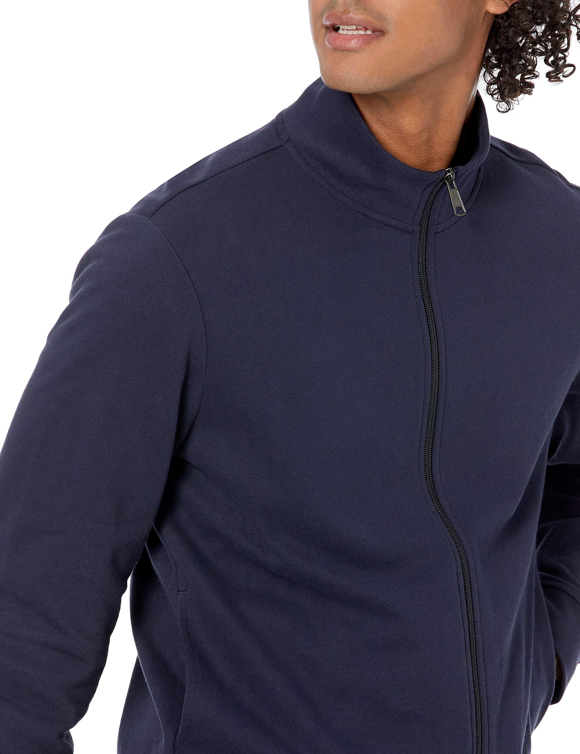 Amazon Essentials Men's Lightweight French Terry Full-Zip Mock Neck Sweatshirt, Dark Navy, Large