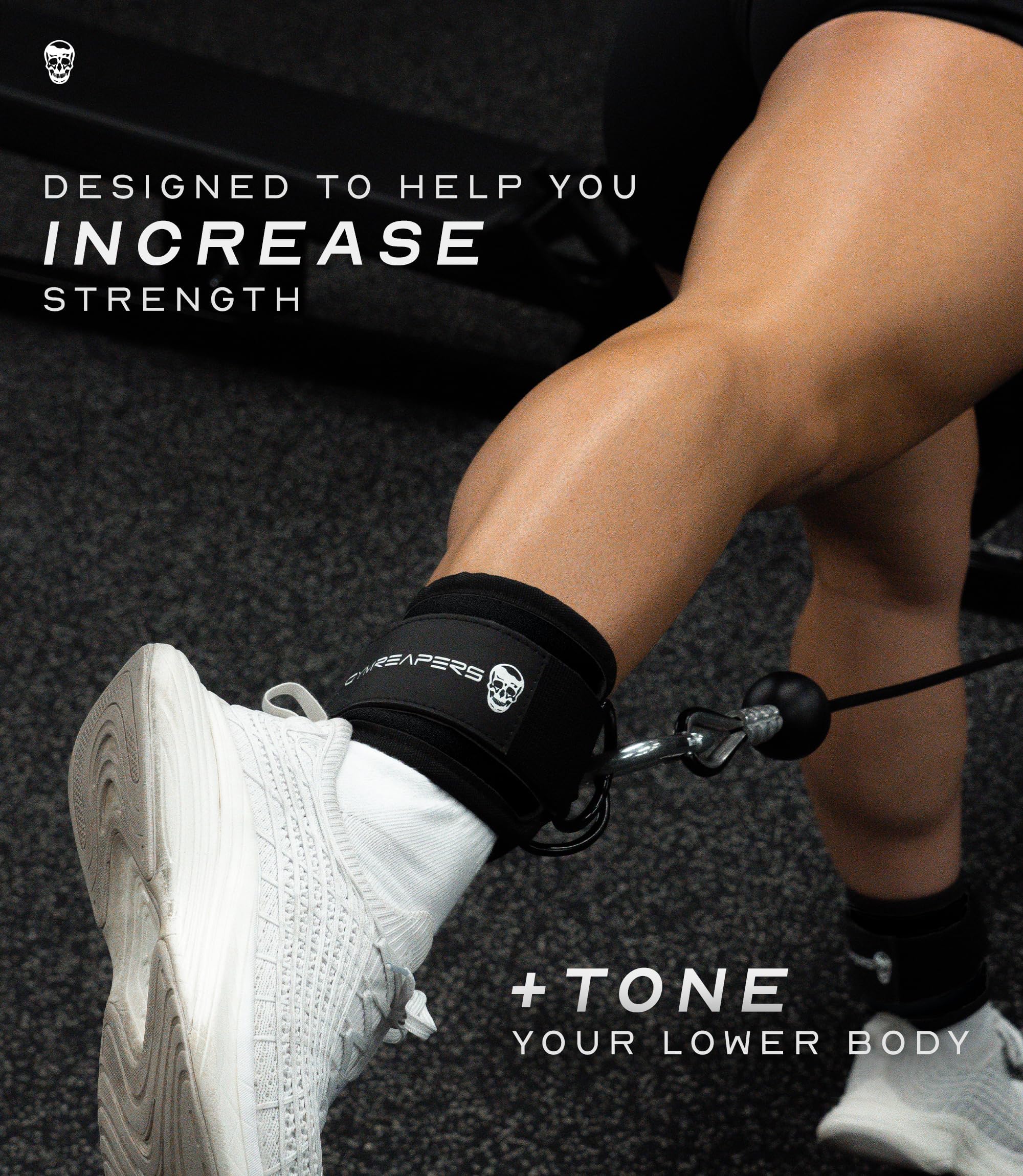 Gymreapers - Correas de tobillo para cables de máquina de contragolpes, ejercicios de glúteos, ejercicios de parte inferior del cuerpo, correas ajustables para piernas con acolchado de neopreno