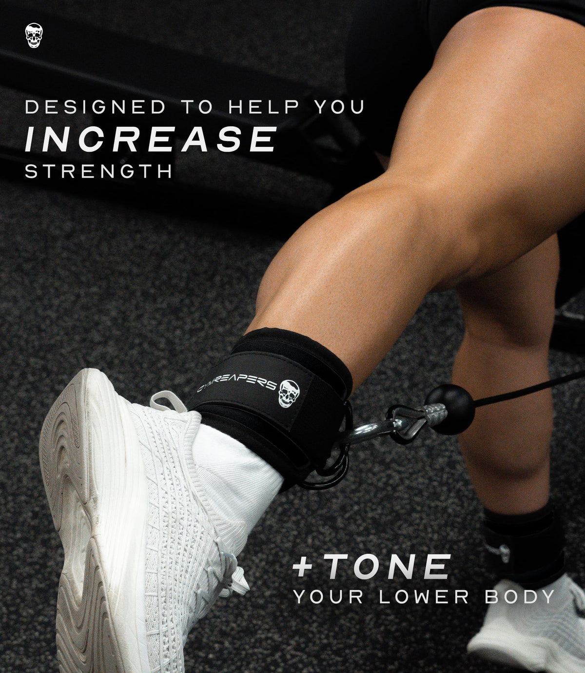 Gymreapers - Correas de tobillo para cables de máquina de contragolpes, ejercicios de glúteos, ejercicios de parte inferior del cuerpo, correas ajustables para piernas con acolchado de neopreno