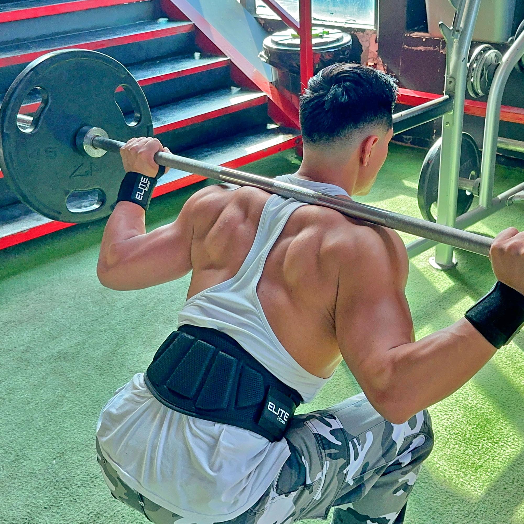 Cinturon para gimnasio, faja para soporte de espalda baja, ideal para levantamiento de pesas, 17cm de soporte, (Negro, Grande)