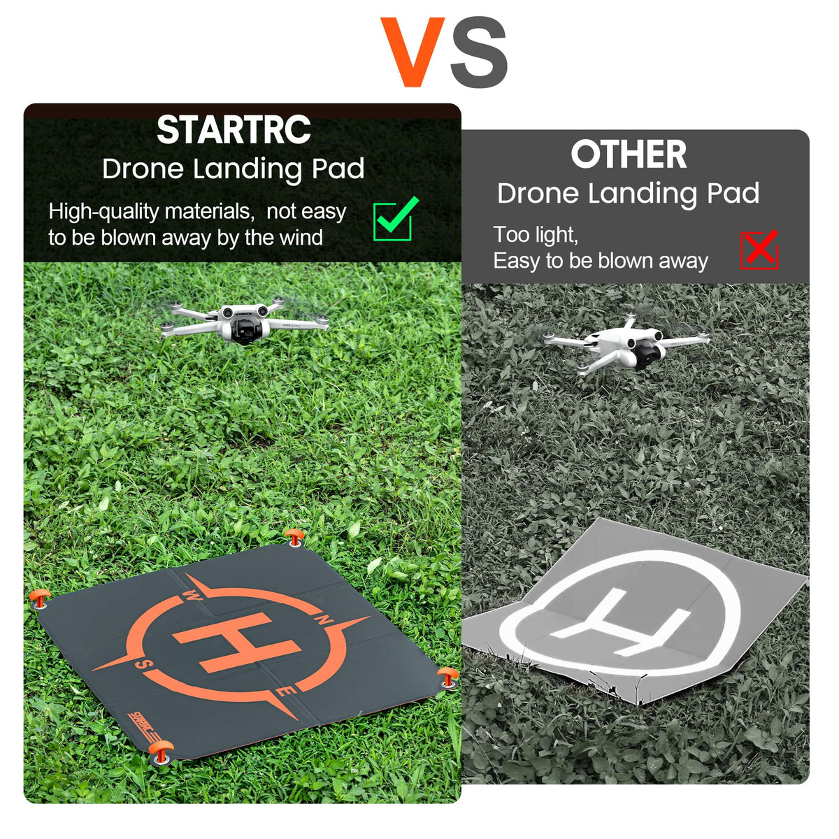 STARTRC - Almohadilla de aterrizaje para drones, 50 cm, universal, impermeable, portátil, plegable, para DJI Neo/Air 3S/Mavic Mini 2/Mavic Air 2/Mavic 2 Pro/Zoom/FIMI X8SE/para DJI FPV Drone