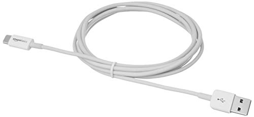 Amazon Basics - Cable de carga USB tipo C a USB-A 2.0 macho, 6 pies (1.8 metros), blanco, portátil
