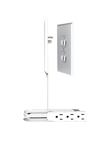 Sleek Socket para Enchufes Invertidos, Corrector de Salida Ultrafino con Kit de Corrector de Cable, Regleta de 3-Salidas, Tamaño Universal, (Ideal Para Tomacorrientes con Enchufes Invertidos) – 8 Pies / 96 Pulgadas