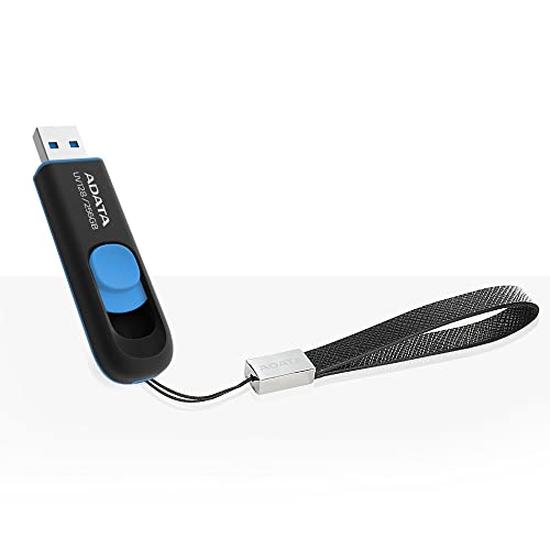 ADATA 128 GB Memoria Flash USB 3.0 Deslizable Color Negro con Azul (Modelo UV128)