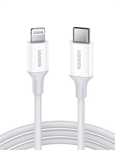 UGREEN USB C a Lightning Cable MFI Certificado, PD Carga Rapida para iPhone SE 2020/11/11 Pro/X/XS/XS MAX/XR/8 Plus/8, iPad Air 3, iPad Mini 5, iPad Pro, Dispositivo iOS con Puerto Tipo C (Blanco, 1M)