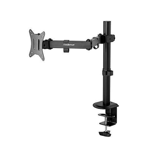 Redlemon Soporte para Monitor de Hasta 32” Pulgadas (9 Kg), Base para Escritorios de 1 a 9 cm de Grosor, Compatibilidad Universal, Ajuste Horizontal y Vertical, Fácil de Colocar con Kit de Instalación