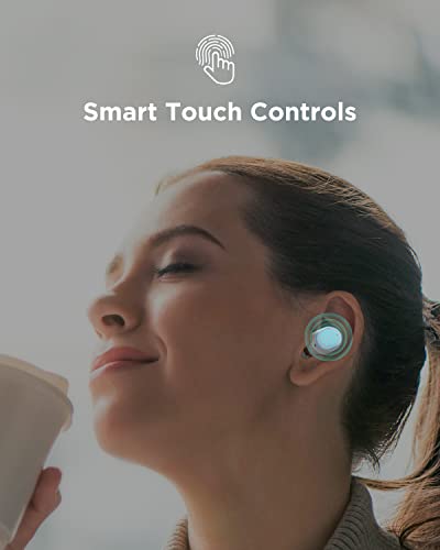 HTC Audifonos Inalambricos Bluetooth 5.3 Audífonos Inalámbricos Auriculares Wireless Earbuds con micrófono Incorporado Control Táctil con Graves Profundos para Llamadas, Oficina, Deporte (Rosa)