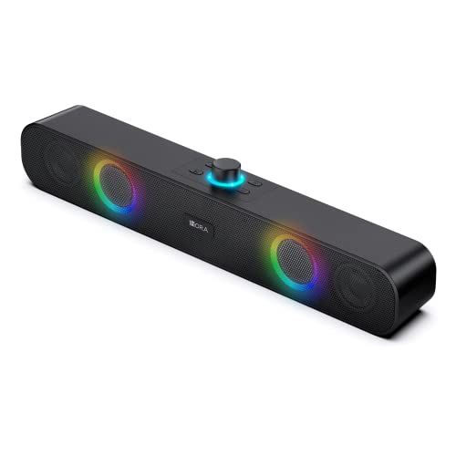 Hora Bocina Bluetooth, Bocinas para PC, RGB Altavoces Inalámbricos Bluetooth Sonido Potente, Colores de Luces, Soporte mm
