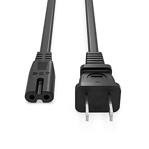 XIONGWEI Cable de alimentación Universal de 2 Clavijas Compatible con Televisiones, PS4 y Xbox One S / X Interlock Universal 16 AWG 1,50m