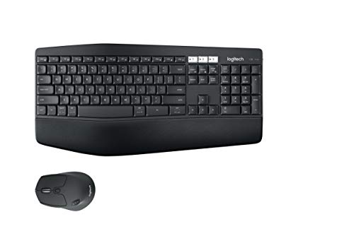 Logitech MK850 Combo Teclado y Mouse Multidispositivos, 2.4 GHz/Bluetooth, Estructura Curvada, Ratón Inalámbrico,12 Botones Programables,Batería de hasta 3 Años,PC/Mac - Negro