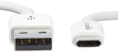 Amazon Basics - Cable de carga USB tipo C a USB-A 2.0 macho, 6 pies (1.8 metros), blanco, portátil
