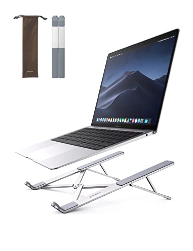 UGREEN Soporte para Laptop, Aluminum Soporte Portátil, Plegable y 5 Altura Ajustable Laptop Soporte de Ventilado con Altura Ergonómica para Portátiles y Tabletas de 8-17.3pulgadas