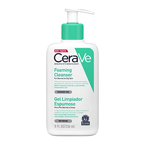 CeraVe Gel Limpiador Espumoso Diario para Piel Mixta, Grasa o con Acné 236ml