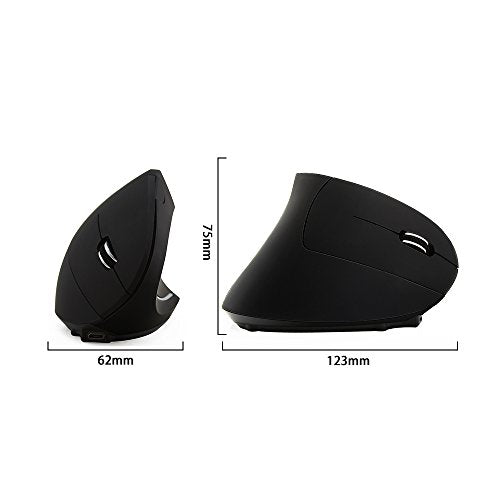 E T EASYTAO Mouse Inalámbrico Ergonómico Recargable, 2.4GHz Ratón Óptico Inalámbrico con Receptor USB para Mac y Windows, Diseño Ergonómico, 6 Botones, 800/1200/1600DPI, Protege el Brazo