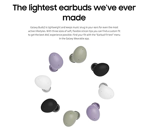 SAMSUNG Auriculares inalámbricos Galaxy Buds2 con cancelación de Ruido, Sonido Ambiental, Bluetooth, Ligero, Ajuste cómodo, Control táctil, versión Internacional (Grafito)