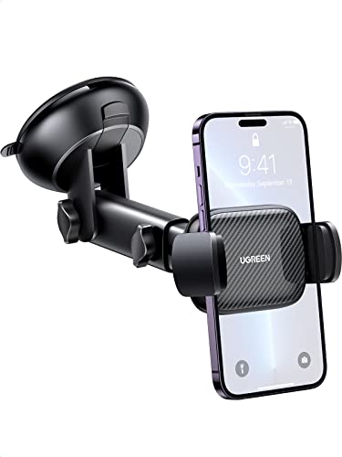 UGREEN Soporte Celular Auto, Base Porta Celular para Automóvil Tablero y Parabrisas, Car Phone Holder Ventosa Carro, Compatible con iPhone 14 Pro Plus Pro Max 13 12 11, Galaxy S23 Ultra, S23, S22 Ultra, Xiaomi, Redmi, Huawei