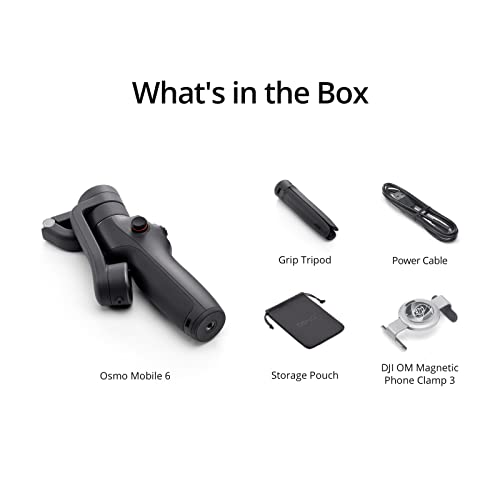 DJI Estabilizador para Smartphones OSMO Mobile 6, estabilizador en Tres Ejes, Brazo Extensible Integrado, portátil y Plegable, estabilizador para videoblogs, vídeos de Youtube y TikTok, OF200