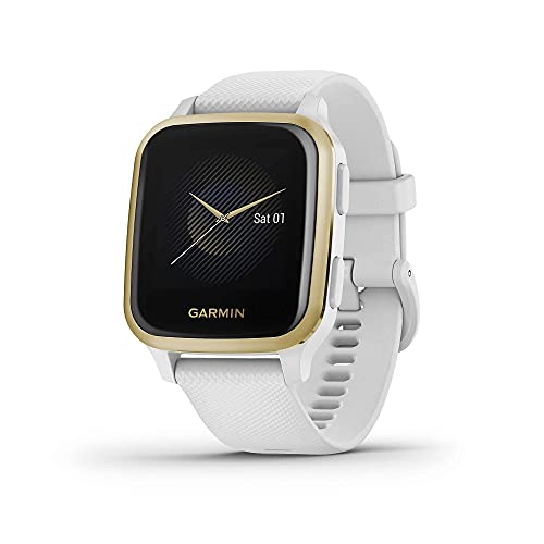 Garmin Venu Sq, reloj inteligente GPS con pantalla táctil brillante, hasta 6 días de duración de la batería, oro claro y blanco (Reacondicionado)