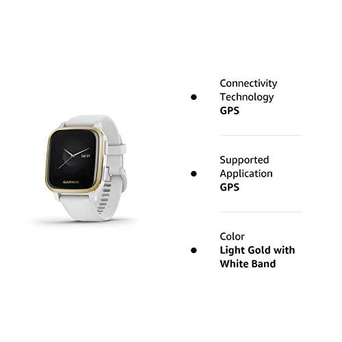Garmin Venu Sq, reloj inteligente GPS con pantalla táctil brillante, hasta 6 días de duración de la batería, oro claro y blanco (Reacondicionado)